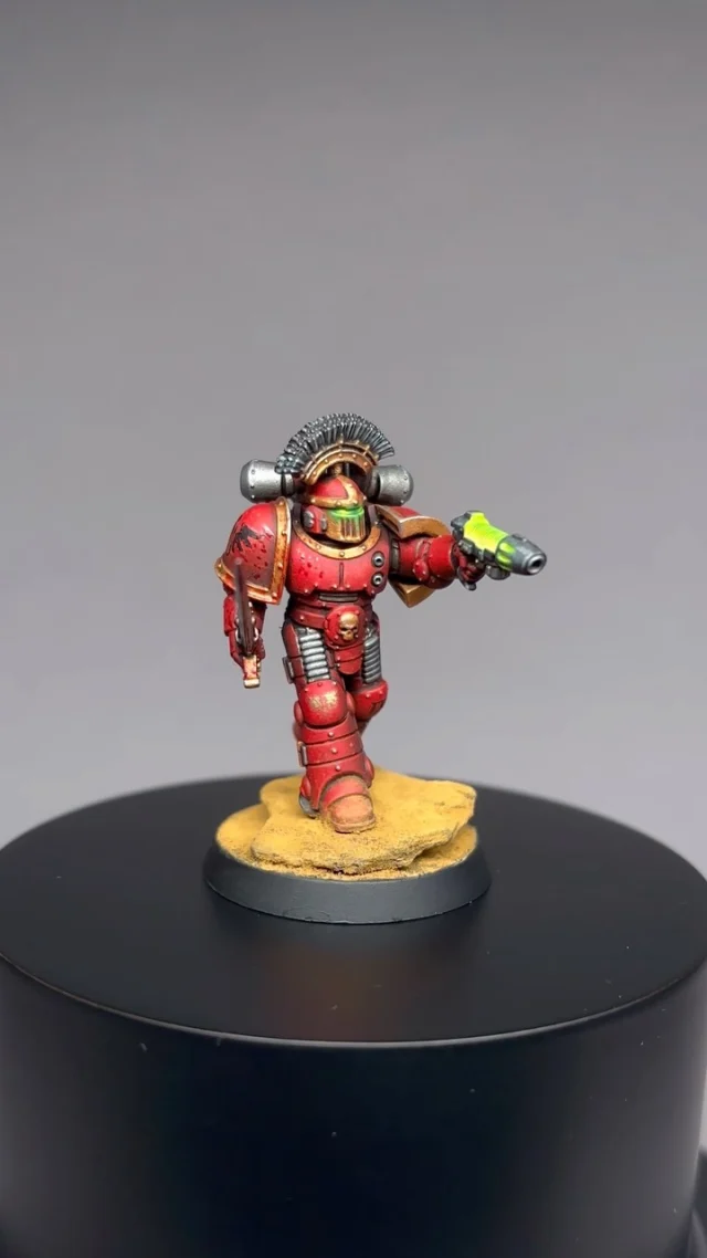 🩸 Blood Angels painting guide🩸

This is a a short preview of my Mark II Blood Angels Legionary I have painted for a new video guide. I wanted to create a slightly Grimdark touched version of the Blood Angels. The armor is only base coated with 2 different colors of red. A oil wash an decent battle damage and gore FX managed the rest.

How do you think about the glowing eyes ? Do they pop?

🎬 The video guide is now freely available on my YouTube channel. 👉 Link in Bio

ℹ️ Feedback is always welcome! 🙌

#warhammer #miniaturepainting #paintingwarhammer #paintingminiatures #gamesworkshop #warhammerofficial #warhammercommunity #eavymetal  #spacemarines #spacemarine  #warhammer40k #bloodangels #warhammerthehorusheresy #horusheresy #tmm #truemetallicmetal #grimdark #saturnine
