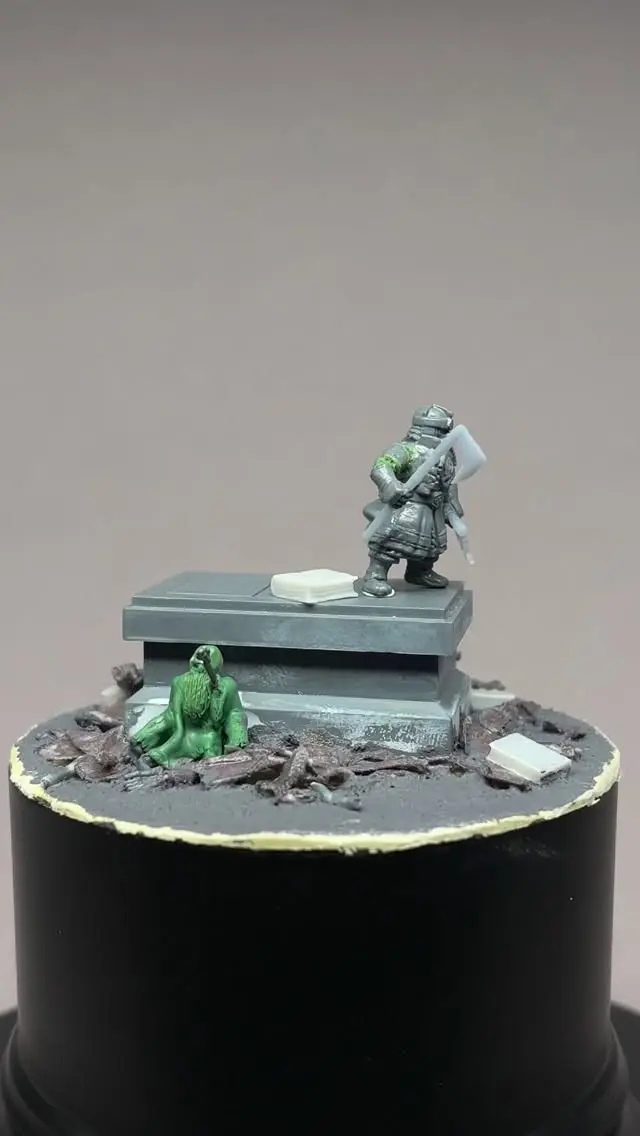 Gimli in Balins Tomb

This is actually one of the projects I also planned to enter into Golden Demon 2025. As I started with the painting of this piece I decided to cancel the project in case bad sculpting and lack of detail. 

The axes are designed by myself and I wanted them as accurate as they appear in the movie. Sadly the sculpts are so small that I couldn’t not add leather shapes on the grips. I will definitely rework those! 

Might this be a inspiration for some of you, and be a good example that not all projects are a success. It’s totally fine to be unhappy with something and never finish it! 😅

#warhammerofficial #warhammer #miniaturepainting #paintingminiatures #lordoftherings #middleearth #middleearthstrategybattlegame