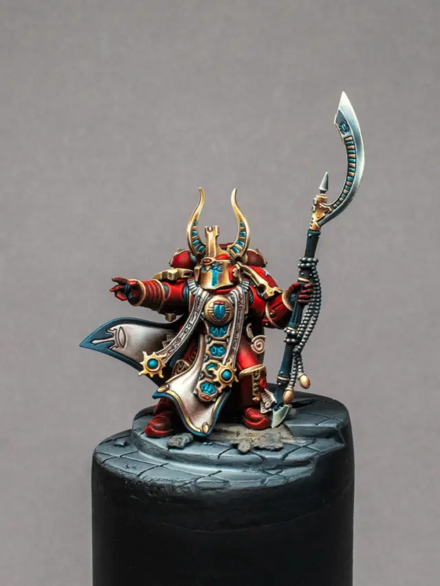Ahzek Ahriman GD2025 Entry

A few of you might already expected that Ahriman will be one of my Golden Demon Entries for 2025 @spiel_messe Essen.
I’m really happy how the red tones and the gold nmm turned out. 
I’m also really proud on the freehand at the cloak. 
I will post a couple of W.I.P pictures in the next couple of days to show you some insights on the whole process. The mini is btw fully painted with @monument_hobbies Pro-Acryl colors! 

For the whole project I was using @artisopusltd Series S & M brushes with the sizes: 0, 00 and 000

#warhammer #miniaturepainting #paintingwarhammer #paintingminiatures #gamesworkshop #warhammerofficial #warhammercommunity #eavymetal  #spacemarines #spacemarine  #warhammer40k #thousandsons #warhammerthehorusheresy #horusheresy #nmm #nonmetallicmetal #grimdark #osl #goldendemon